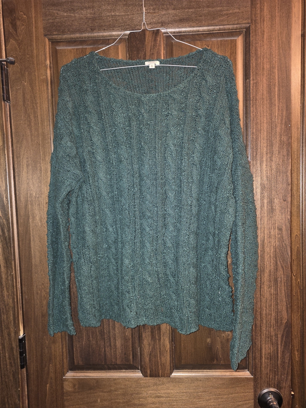Textured Sonoma Life + Style Scoop-Neck Sweater in Green